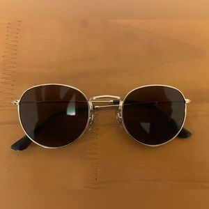 A. Kjærbede (Danish design) gold and brown round sunglasses (like Rayband shape)